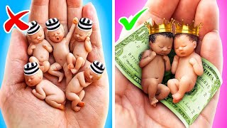 Rich vs Broke vs Giga Rich Pregnant in Jail | Funny Situations with Pregnant Prisoners