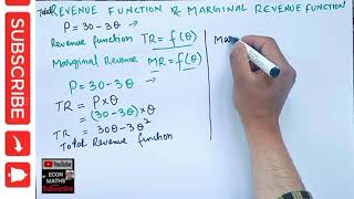 Revenue and Marginal revenue function #TR #MR