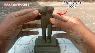 small saraswati idol making with clay (Full Process) Saraswati murti making step by step