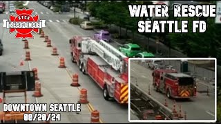 SEATTLE FIRE: E10, L1, L4, M44, R1, & SAFT2 respond to a water rescue + full scanner audio