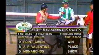 2001 Belmont Stakes - Point Given + Post Race