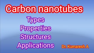 Carbon Nanotubes/Classifications/Structures/ properties/ Applications/Kumaresh A