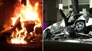 1 killed in fiery Bay Area crash after car hits tree