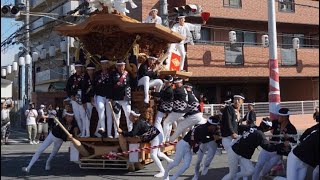 令和元年 石橋/上/富木 宵宮早朝 旧石橋スポーツ＆上交差点 やりまわし 鳳だんじり祭 堺だんじり祭