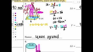 Chapter 11 SA + Volume Study Guide #1 - #6