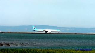 [HL-8216]Korean Air 777-300ER taxi and takeoff @ SFO