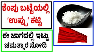 ಕೆಂಪು ಬಟ್ಟೆಯಲ್ಲಿ ಉಪ್ಪು ಕಟ್ಟಿ ಈ ಜಾಗದಲ್ಲಿ ಇಟ್ಟು ನೋಡಿ | Best tips kannada