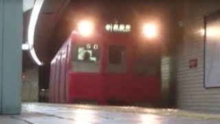 キレイなカーブ！名鉄100系　塩釜口駅(T16)到着！警笛付き。