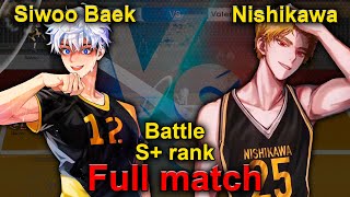 Siwoo Baek vs Nishikawa. Full gameplay match. Battle S+ rank. The Spike. Volleyball 3x3