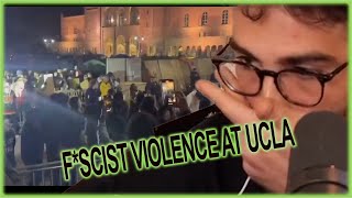"counter protesters" attack protesters at UCLA | Cops/security do nothing | HasanAbi Reacts |