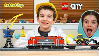 Lego City Train Surprise Toy Unboxing! Heavy-Haul Review with Cranes and Costumes | JackJackPlays