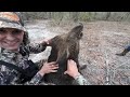 we shot a monster hunting with pistol crossbow two hogs down