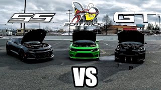 Charger Scatpack vs Camaro SS vs Mustang GT.. Which one is the fastest?