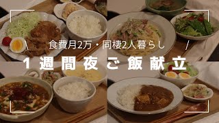 【食費月２万】同棲２人暮らし１週間の夜ご飯献立#5/狭いキッチンでも頑張る２４歳/麻婆豆腐・アスパラとベーコンのクリームパスタ・ひき肉カレー・生姜焼き