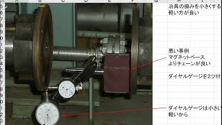 ダイヤルゲージによる芯だし作業