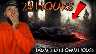 24 HOUR CHALLENGE IN MY HAUNTED ABANDONED IT CLOWN HOUSE GONE WRONG!