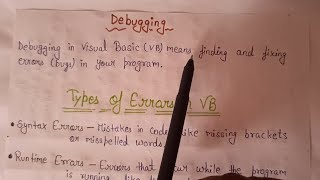 Debugging in Visual Basic || and types of Errors || Dot Net Technology