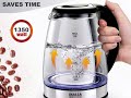 inalsa electric kettle prism inox 1350 w with led illumination u0026 boro silicate body