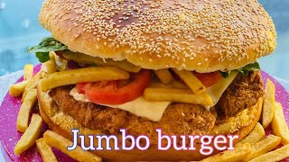 Jumbo Burger / Burger at home / jumbo fried chicken Burger