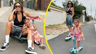 Jeannie Mai Daughter Monaco Skate Scooter Ride With Her Mom Admit Jeezy Get Full Custody Of Daughter