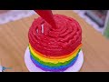 🌈rainbow chocolate cake colorful miniature rainbow fruits chocolate cake tutorials mini bakery