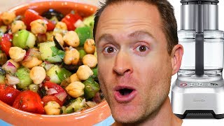 Healthy Vegan Recipes - Oil Free Veggie Chickpea Salad - Breville Sous Chef 16 Peel & Dice