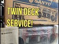 Sanyo M-W1L Twin Deck Cassette Belt Replacement & Service. Boombox Restoration. Vintage Audio Repair