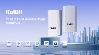 KuWFi  CPE200 Point to Point Wireless Bridge, 5.8G 900Mbps 2KM WiFi Ethernet Bridge Long Range