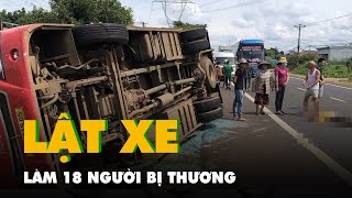 Lật xe khách làm 18 người bị thương, một góc nhìn từ camera an ninh