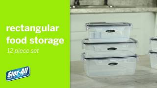 Stor-All 12 Piece Press-n-Click Rectangular Food Storage Container Set