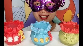 小姐姐吃创意“聚宝盆巧克力”，多彩小巧祝福满，香浓柔滑滋味赞