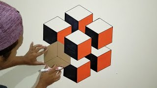 OPTICAL ILLUSION 3D WALL PAINTING | CAT DINDING 3D | CAT KAMAR KREATIF | INTERIOR DESIGN