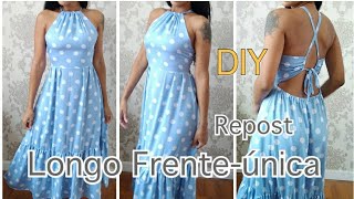 Vestido longo frente única Fácil Repost DIY, Costura fácil /Molde à venda no site, link na Descrição