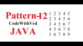 Pattern - 12|| number pattern in java || code with Ved|| Pattern program with logic in java (Hindi)