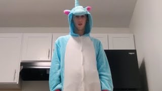 24/7 Livestream wearing my unicorn onesie XL cyan in car and then bus.