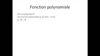 Polynômes partie 12 : Fonction polynomiale