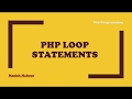 Web Programming - PHP Introduction - Loop Statements