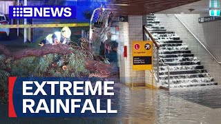 Heavy rain causes flash flooding in Sydney | 9 News Australia