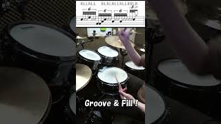 いますぐ使えるフィルイン -608個め- (6ストローク応用フィル)  #shorts #drummer #drums #ドラムフィルイン #ドラムテクニック