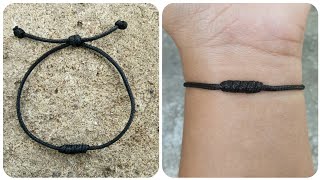 cara membuat gelang tali hitam dengan simpul yang mudah