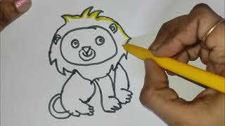 Little king baby lion 🦁#easydrawing  /How to draw baby lion#Self draw, drawing videos