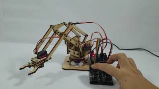 Arduino DIY MeArm 4DOF Wooden Robotics Robot Arm Kit + SG90 / MG90s Servo Motor