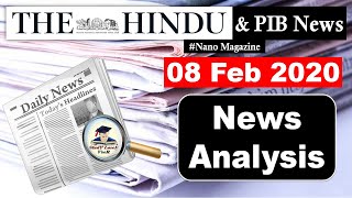 The Hindu & PIB News 8 February 2020 - Daily Current Affairs, Nano Magazine, UPSC/SSC/IBPS by VeeR