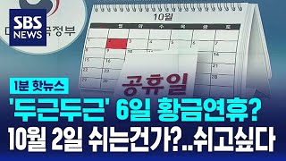 10월 2일 쉬나?…'6일 연휴 가능성'에 들썩들썩 / SBS / 1분핫뉴스