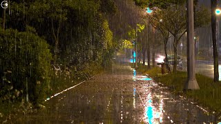 Relax with heavy rain on a lonely night road and fall asleep instantly, effective insomnia relief