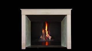 Monochrome Beige Limestone Fireplace Surround With Straight Minimal Design   HD 1080p