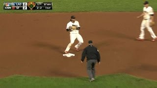 LAD@SF: Strickland gets DP to get out of jam in 11th