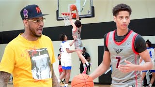 Carmelo Anthony watches Kiyan Anthony BALL on OLDER competition! | Highlights