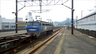 JR貨物 EF200-17号機[吹]+コキ19B　貨物列車5099レ【約1日+12時間28分遅れ＆日産自動車U40Aコンテナ積載!!】