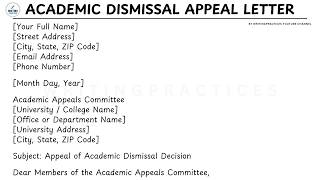 How To Write An Academic Dismissal Appeal Letter Template Step by Step Guide | Writing Practices